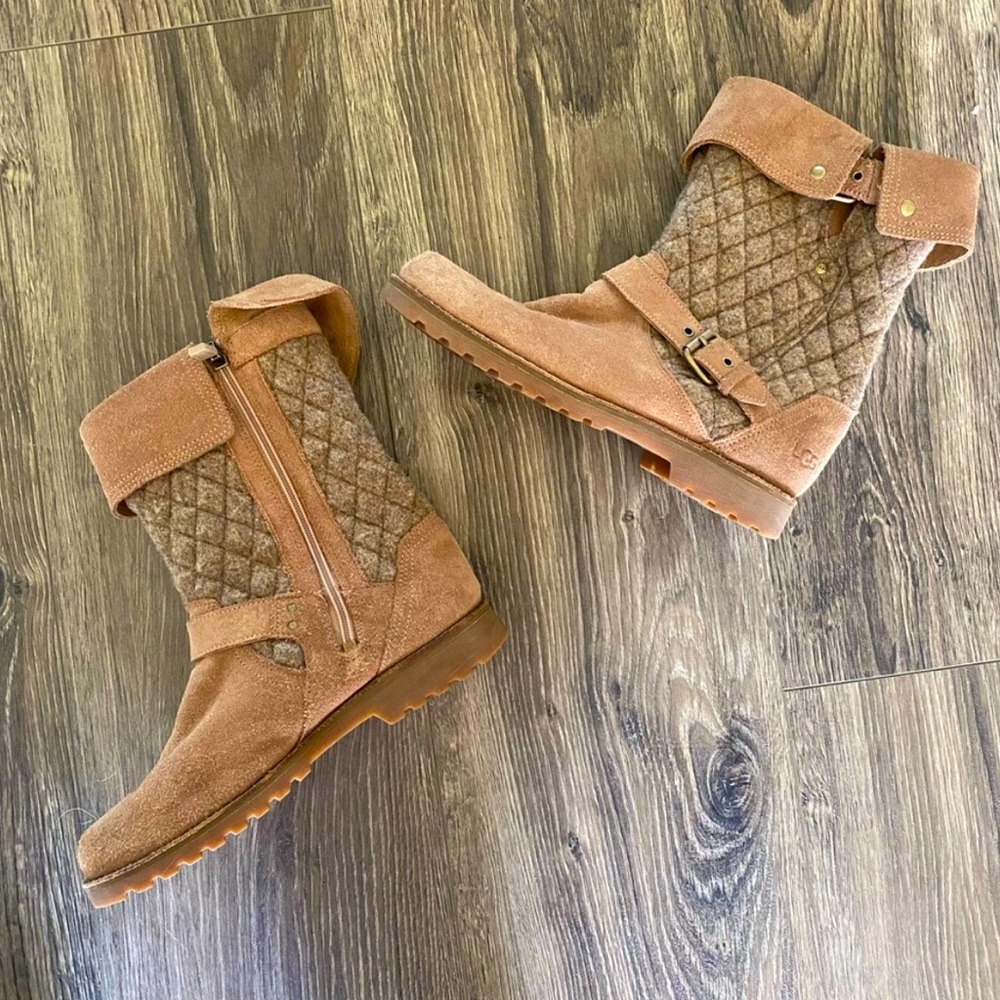 UGG Quilted Brown Boots Size 3 winter fall